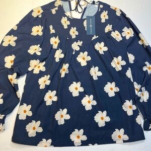 Michelle McDowell Floral Afternoon Stroll Lynn Top NEW Navy White Large Boho